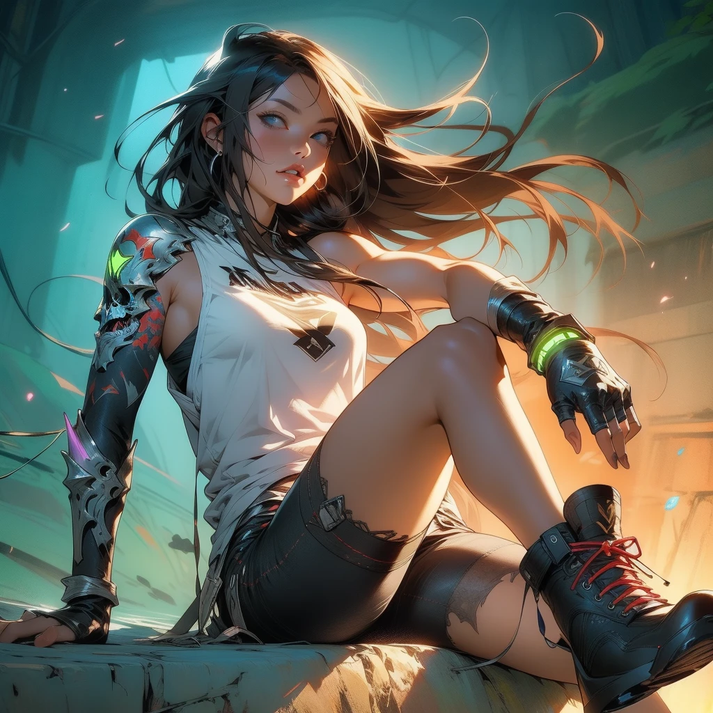 Nijistyle, ((( corpo inteiro ))), ((mulher)), A Barbarian Warrior, 35 anos, Musculoso, quase nua, no estilo Simon Bisley para a capa da revista Heavy Metal;, ((( cabelo curto ondulado loiro ))), Minimum clothing, roupas curtas, red and white checkerboard on the arms, Tiny floss, HDR (high dynamic range),ray tracing,NVIDIA RTX,Super-Resolution,irreal 5,Subsurface dispersão, Textura PBR, Post-processing, anisotropic filtering, profundidade de campo, Maximum clarity and sharpness, texturas multicamadas, Albedo e mapas espetaculares, surface shading, Accurate simulation of light-material interaction, perfectly proportions, octan render, Two-tone lighting, ampla abertura, ISO baixo, white-balance, thirds rule, 8K BRUTO, edgDeathKnight