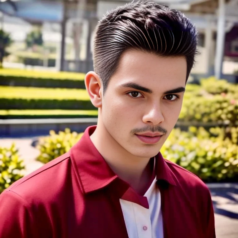 An Araf man stands on the beach with the sunset in the background., portait photo Profile pictureture, Profile picture, Wide facial cleanser, cute young man, headshot Profile pictureture, handsome man, Handsome and charming, Very charming and beautiful, Close-up of a Southeast Asian man with a round face., black eyes, staring at the viewer, morning sun, ((face details)), Double eyelids, realistic, Masterpiece, Highest quality, lens flare, shade, [[Chromatic aberration, digital painting, 8K, 45,000,000,000 pixels,, t-shirt, short hair, black eyes,abdominal muscles, The body is beautiful and strong., Curvy chest, (digital painting, HDR, high contrast
