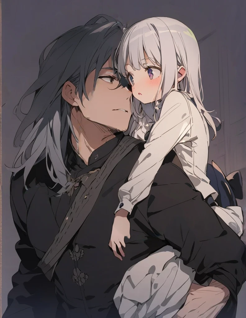 Girl being piggybacked short hair