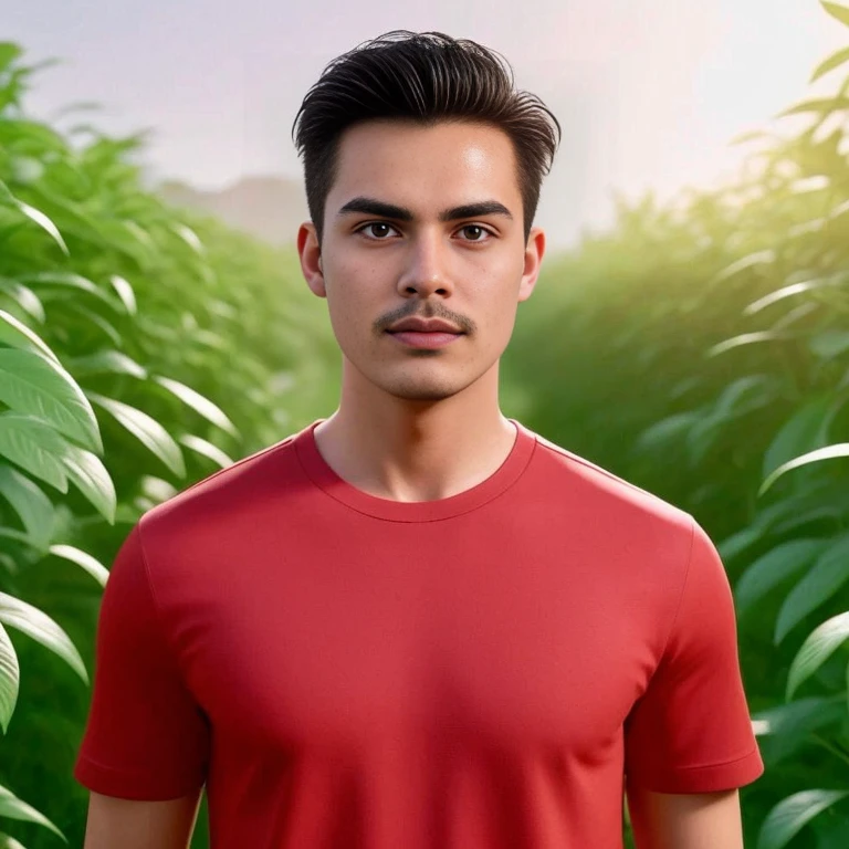 An Araf man stands on the beach with the sunset in the background., portait photo Profile pictureture, Profile picture, Wide facial cleanser, cute young man, headshot Profile pictureture, handsome man, Handsome and charming, Very charming and beautiful, Close-up of a Southeast Asian man with a round face., black eyes, staring at the viewer, morning sun, ((face details)), Double eyelids, realistic, Masterpiece, Highest quality, lens flare, shade, [[Chromatic aberration, digital painting, 8K, 45,000,000,000 pixels,, t-shirt, short hair, black eyes,abdominal muscles, The body is beautiful and strong., Curvy chest, (digital painting, HDR, high contrast