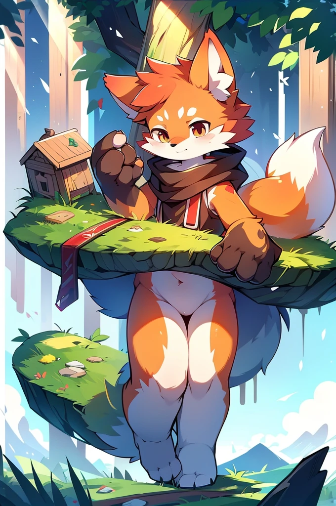 fox motif,A tall mountain,8K quality,high resolution,