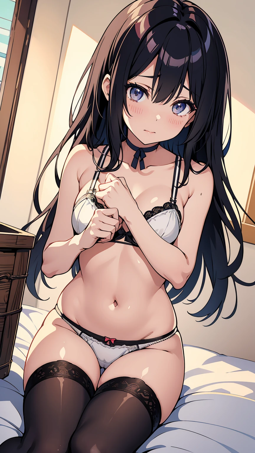 High resolution、4K quality、Best quality younger sister、younger sister、おyounger sisterさん、Female college student、Glamorous Body、pantiesが床に落ちている、黒のpanties、panties、used underwear、stain on crotch、部屋はpantiesで溢れかえっている、Scattered underwear、pantiesだらけの部屋、Laundry basket、strip、Underwear is scattered、Underwear is scattered、床一面たくさんのpanties、A room littered with bras、Undressing scene、Browsing Caution