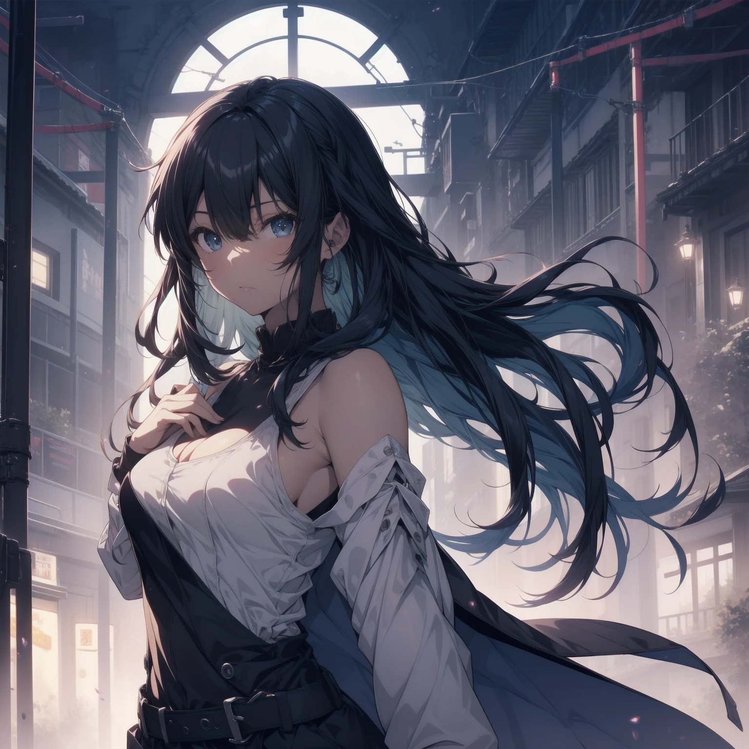 ultra-absurdres-Top quality by artist God, ultra-detailed, high resolution, anime moe artstyle, best anime 8k konachan wallpaper, pixiv contest winner, pool:2810, perfect anatomy,break, 1girl, tank top, mall black eyes, beautiful detailed eyes, well-proportioned iris and pupils, expressive eyes, highres detailed hair, soft expression, (Detailed Lighting), (Detailed background),outdoors. break,super detailed skin, Best cinematic lighting powered by famous artist, 8k,beauty illustration,photoshop_(medium),very aesthetic,break,((artist:toosaka_asagi )), artist:clamp ,artist:carnelian ,artist:kantoku ,