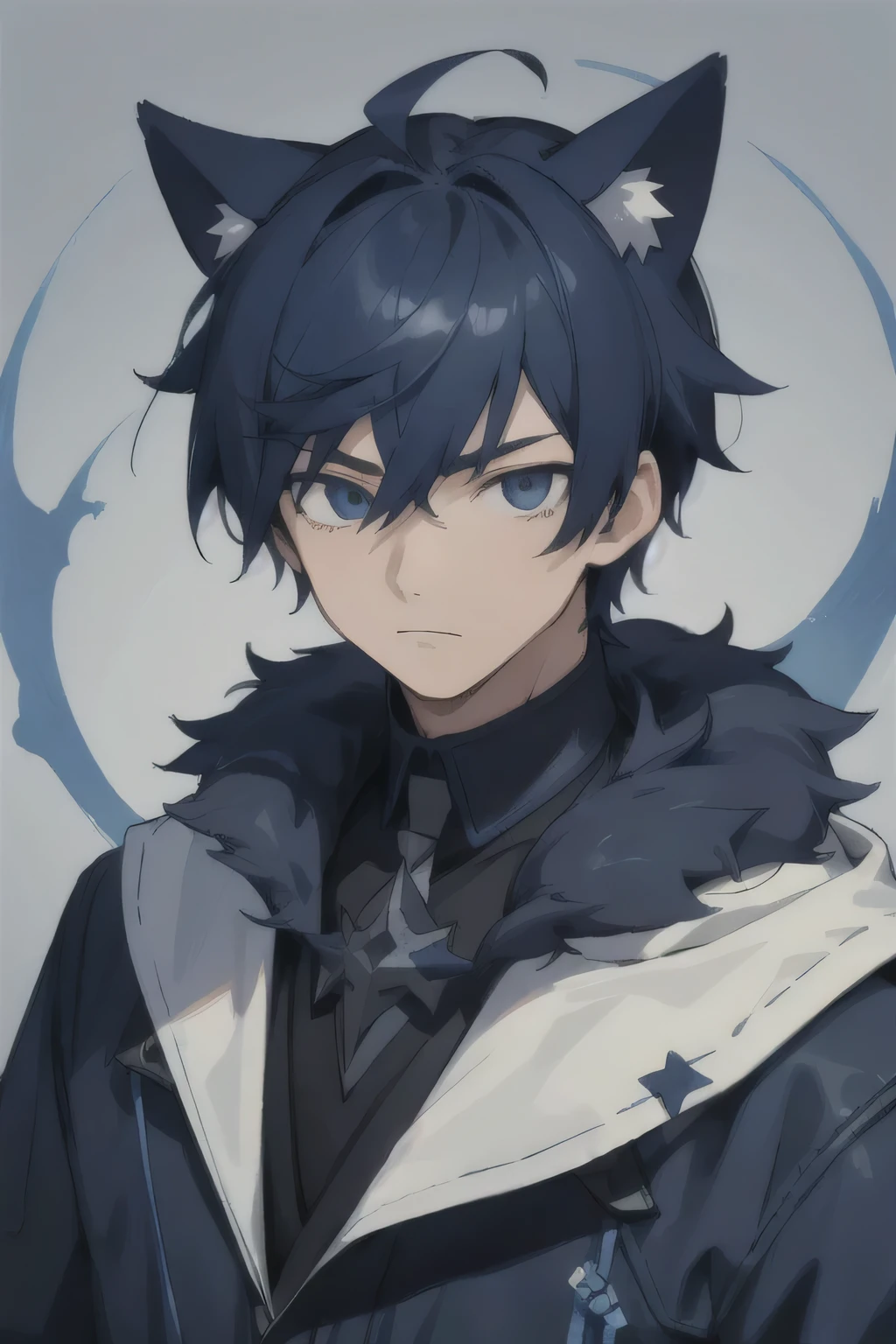 1 boy, WHO, Dark blue hair, Animal ears, masterpiece, Ultra Detailed