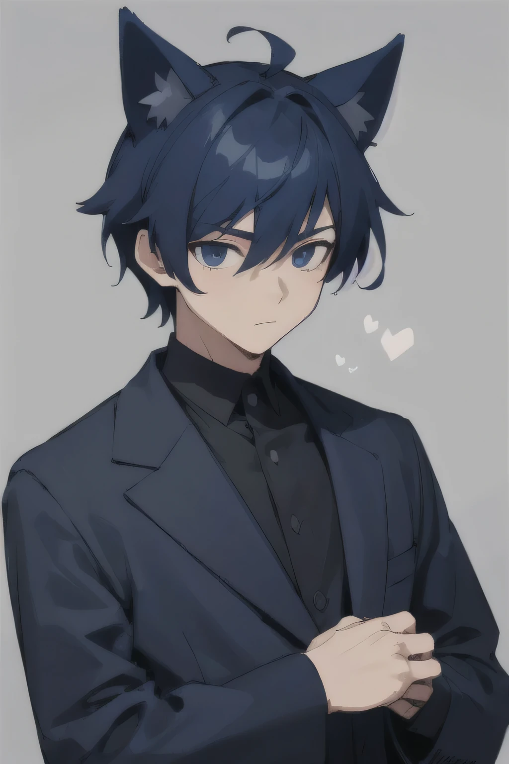 1 boy, WHO, Dark blue hair, Animal ears, masterpiece, Ultra Detailed