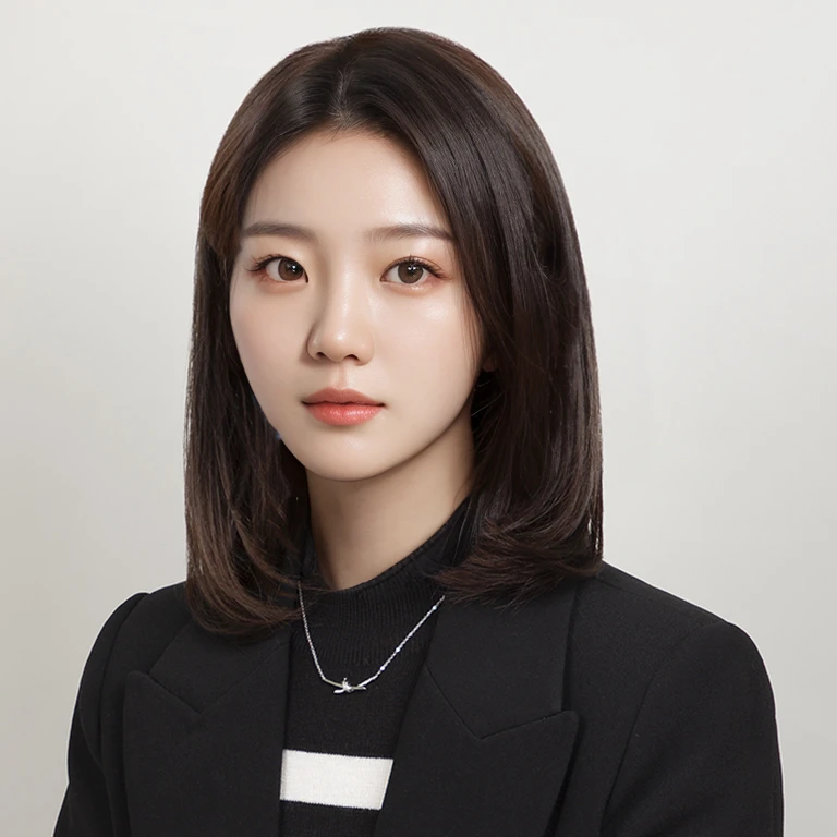 Best Quality, 8k, Masterpiece, (Portrait: 1.3), (photo realistic:1.4), (hyper realistic:1.4), Sharp Focus, looking at viewer, (smoother lighting:1.1), (increase cinematic lighting quality:0.9), realistic lighting, backlighting, light on face, ray trace, (brightening light:1.2), (Increase quality:1.4), sharp detail, (best quality real texture skin:1.4), finely detailed eyes, black_eyes, finely detailed face, 25 year old Korean woman
