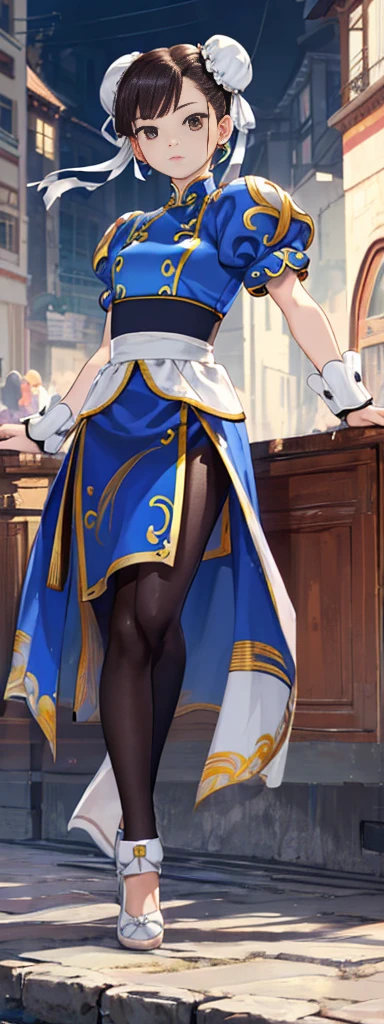 chun-li,((masterpiece)), ((best quality)), ((ultra detailed)), ((kawaii)), cute, (lovely), ((extremely detailed)), ((8K)), (beautiful),flat breast, tiny breast,full body