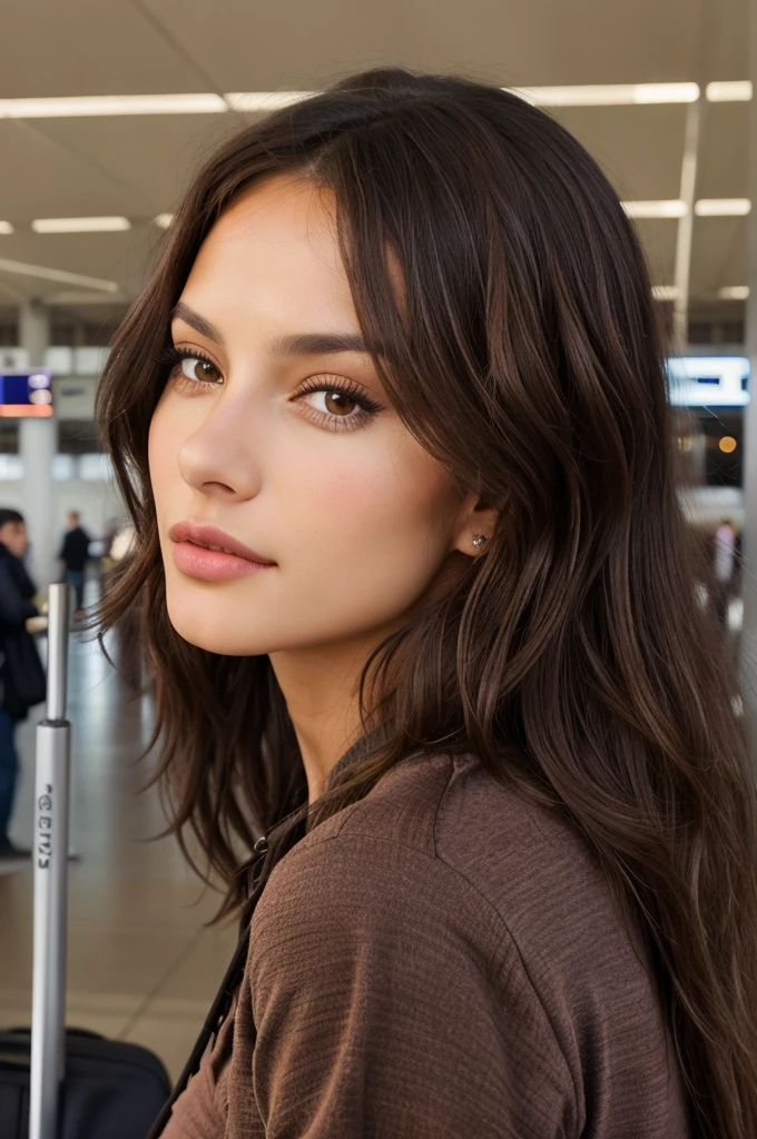 Bel apiculteur maya en tenue traditionnelle, take a leisurely stroll through an airport, complex and detailed, 30 ans, expression innocente, Long wavy hair, Brown eyes, high resolution, head of'artwork, best quality, very detailed, sharpness, textured skin, realistic skin texture, detailed eyes, Professionnel, 4K, charming smile, captured on Canon, 50 millimeters, shallow depth of field, Kodak Vision Color, tenue traditionnelle superbement ajustée, extremely detailed, photorealistic, realistic, Post-traitement, Maximum details, roughness, the real life, ultra-realistic, photorealism, la photographie, 8k uh