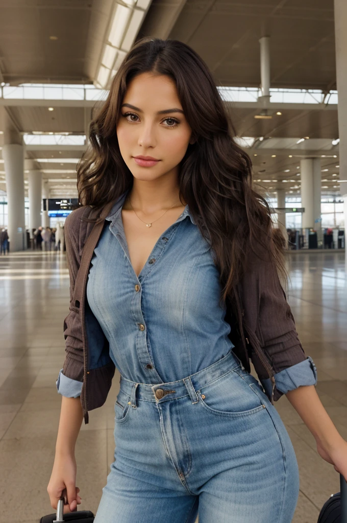 Bel apiculteur maya en tenue traditionnelle, take a leisurely stroll through an airport, complex and detailed, 30 ans, expression innocente, Long wavy hair, Brown eyes, high resolution, head of&#39;artwork, best quality, very detailed, sharpness, textured skin, realistic skin texture, detailed eyes, Professionnel, 4K, charming smile, captured on Canon, 50 millimeters, shallow depth of field, Kodak Vision Color, tenue traditionnelle superbement ajustée, extremely detailed, photorealistic, realistic, Post-traitement, Maximum details, roughness, the real life, ultra-realistic, photorealism, la photographie, 8k uh