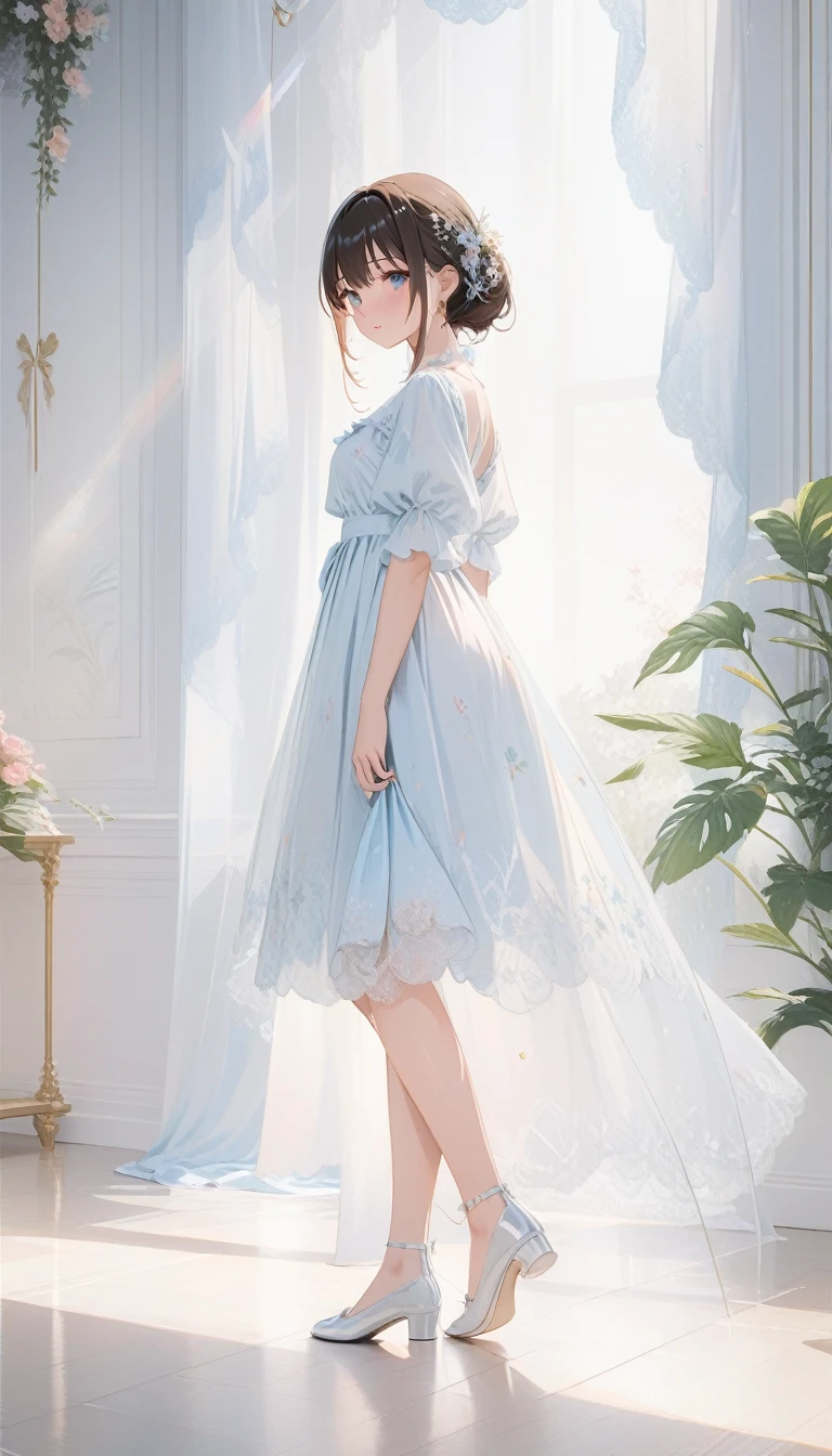From the right,whole body,{Highest quality}, {{masterpiece}}, {High resolution}, original, Highly detailed 8k wallpaper, One girl, {Very delicate and beautiful},Ray Tracing,{Highest quality}, {{masterpiece}}, {High resolution}, original, Highly detailed 8k wallpaper, {Very delicate and beautiful},can't believe it_Absurd,colorful,Exquisite detail,Art Book,On the bed,indoor,photographrealistic,Aesthetic painting,photograph (Moderate) ,alone,curly_Silver,Silver_hair/Silver_eye,In-person audience,look up,Sleeping on your back,Put your arms behind your head,orgasm,surprised,eyeを大きく開いて,Night Dress,Striped_Knee socks,Sandy Beach,Lakeside,Jump,jump,Sex,sexual intercourse,Mating