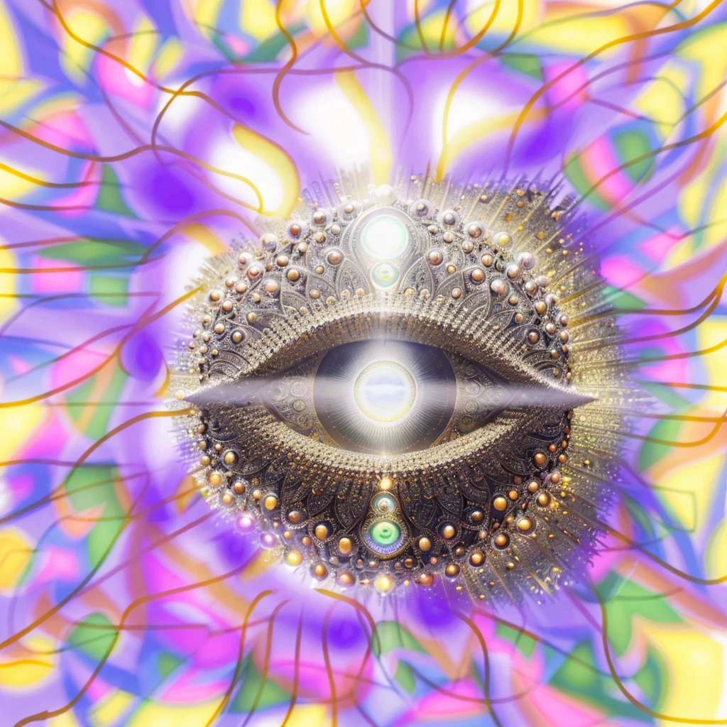 Very real image, A mantra with the bright and illuminated third eye in the middle, has the third eye embedded in the middle. Photorealism, full view, highly detailed image, very realistic, hyperrealism, Ultra HD, 8k, 5, sharp focus, intricate and mysterious masterpiece.(Long exposure photography Very detailed close-up portrait artistic illustration: final quality, medium shot, backlight, Rich and striking. Enigmatic and mysterious manipulations (composition of the rule of thirds), ((detailed environment with strong lines) The best quality, in camera, white light, warm and clean aesthetics, dazzling screen composed of millions of brilliant ultraviolet rays, HDR.