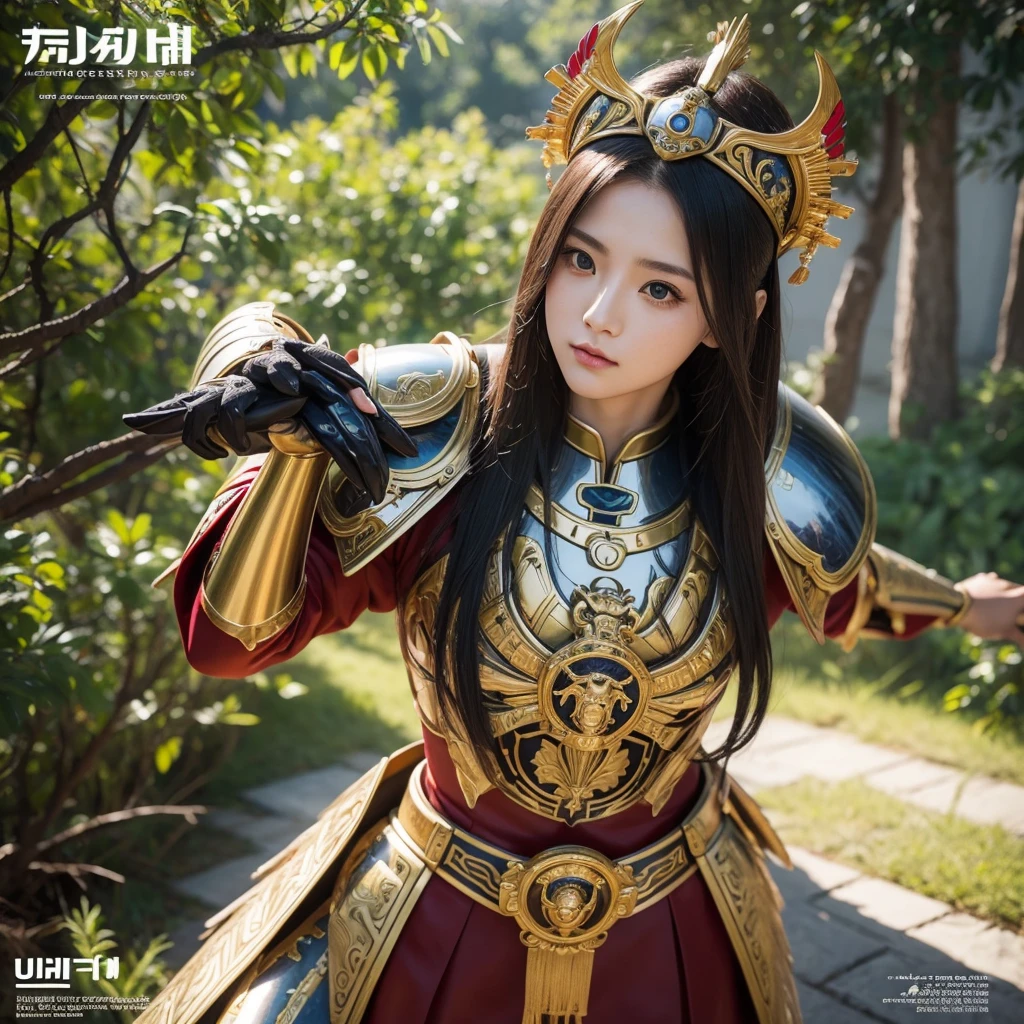 Upscale 35mm lens profesional photography of beautiful Realistic Ghibli Style woman in Versace Samurai Mechan Armor.
Selfie pose, photography pose, profesional Magazine cover model pose.
UHD, 32k