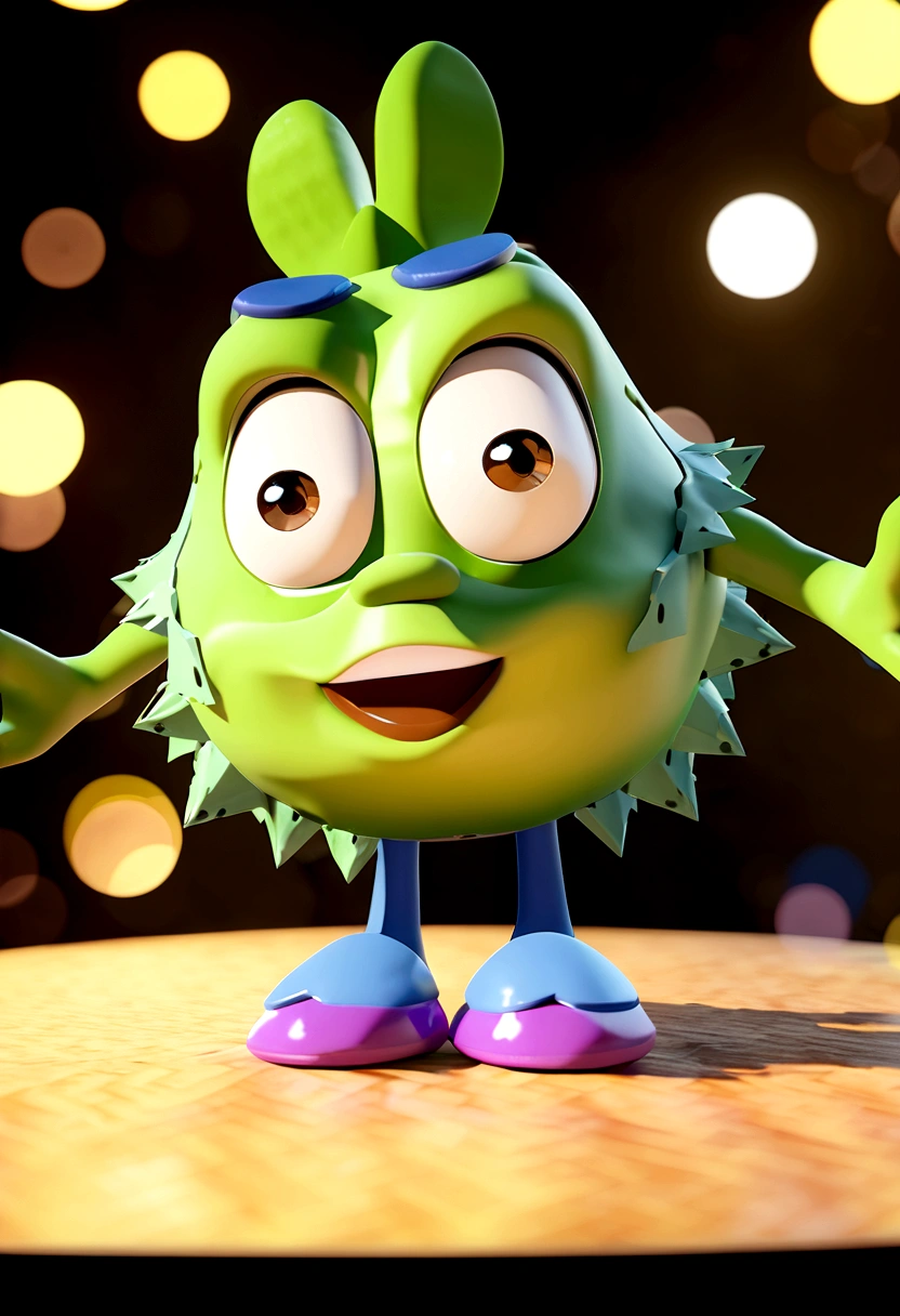 Cartoon character of a man with brown eyes and a purple cropped t-shirt and purple shorts, an animated character, stylized character, animation style rendering, 3d stylized, Arnold Maya rendering, Stylized 3D rendering, toon render screenshot, 3d character, 3d character, Stylized 3D rendering, 3D character rendering, cartoon character, Personagem de close up, character posing, (Pixar-style) (master part:1.2) (bokeh) (best qualityer) (skin detailed) (detailed texture) (8K) (Argilla) (cinematic lighting) (sharp focus，Sit down and lift your upper body