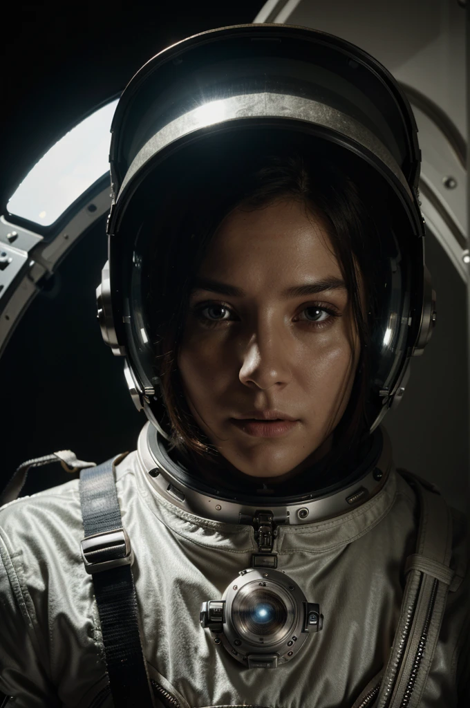 a photorealistic astronaut holding a camera,highly detailed face and expression,intricate spacesuit with detailed textures,multiple studio lighting setups,dramatic lighting,cinematic composition,8k,ultra-detailed,realistic,masterpiece