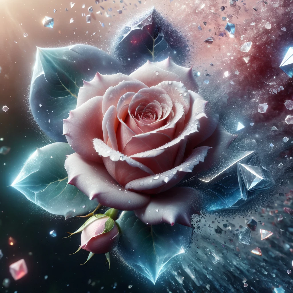 a close up of a rose surrounded by crystals, cgsociety award, interconnected human lifeforms, dribbble, stunning image, diamond prisms, affinity photo, cosmic entity, one thousand years of longing, cgi society, cgworld, [ shards, very beautiful photo, eternal, (complementary colors:1.2), (sharp focus:1.1), (Unreal Engine 5:1.2), (CGI:1.2), (high quality:1.2), (4K:1.1), (volumetric lighting:1.2), (highly detailed:1.3), (bloom:1.1), (micro details:1.2), (masterpiece:1.3), (luminescent:1.1), (aesthetic:1.3), (beautiful:1.3), (HDR:1.2), (dynamic composition:1.2), (captivating atmosphere:1.2), (immersive experience:1.3), (innovative design:1.2), (cinematic excellence:1.3), (timeless elegance:1.1), (visual storytelling:1.2), (technological marvel:1.2), (artistic finesse:1.3), (ethereal beauty:1.1), (creative brilliance:1.2)