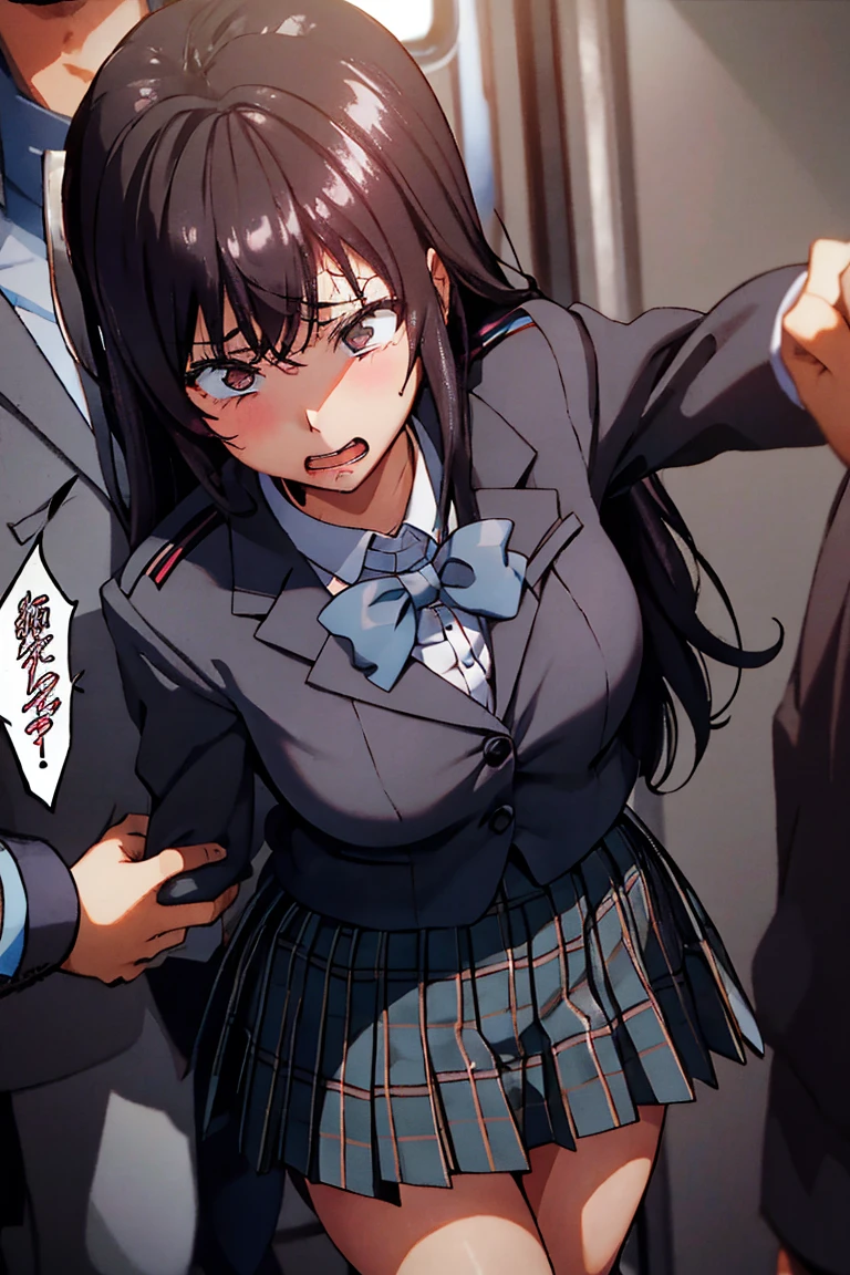 school girl being Molested by a man in business clothes, One girl, One boy, skirt, Heterosexual, Grab, chestを掴む, , chest, Crowded train, in the train,fumbling,different,,Molested,Crazy behavior,Scared,
Blushed