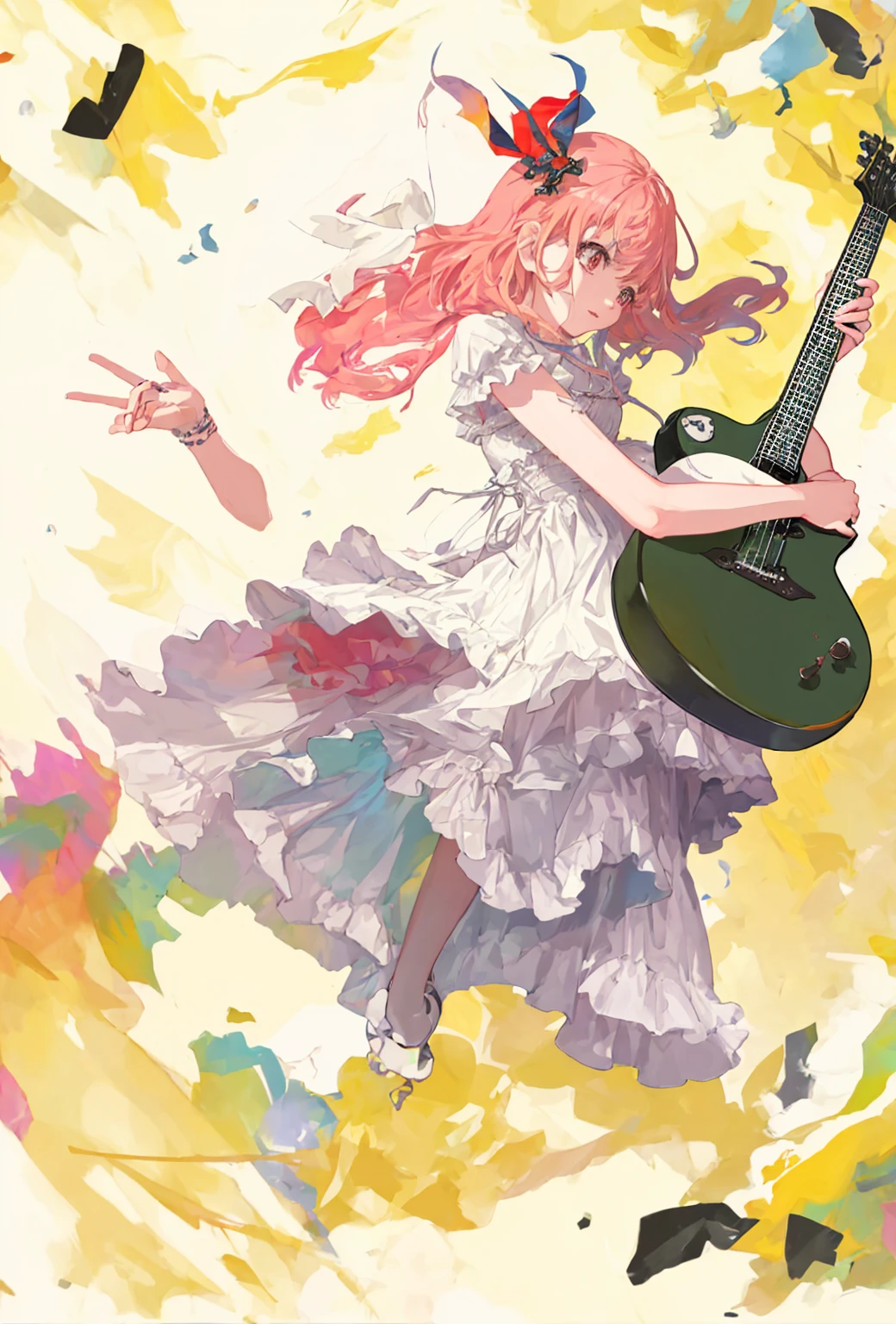 detailed left hand holding guitar,