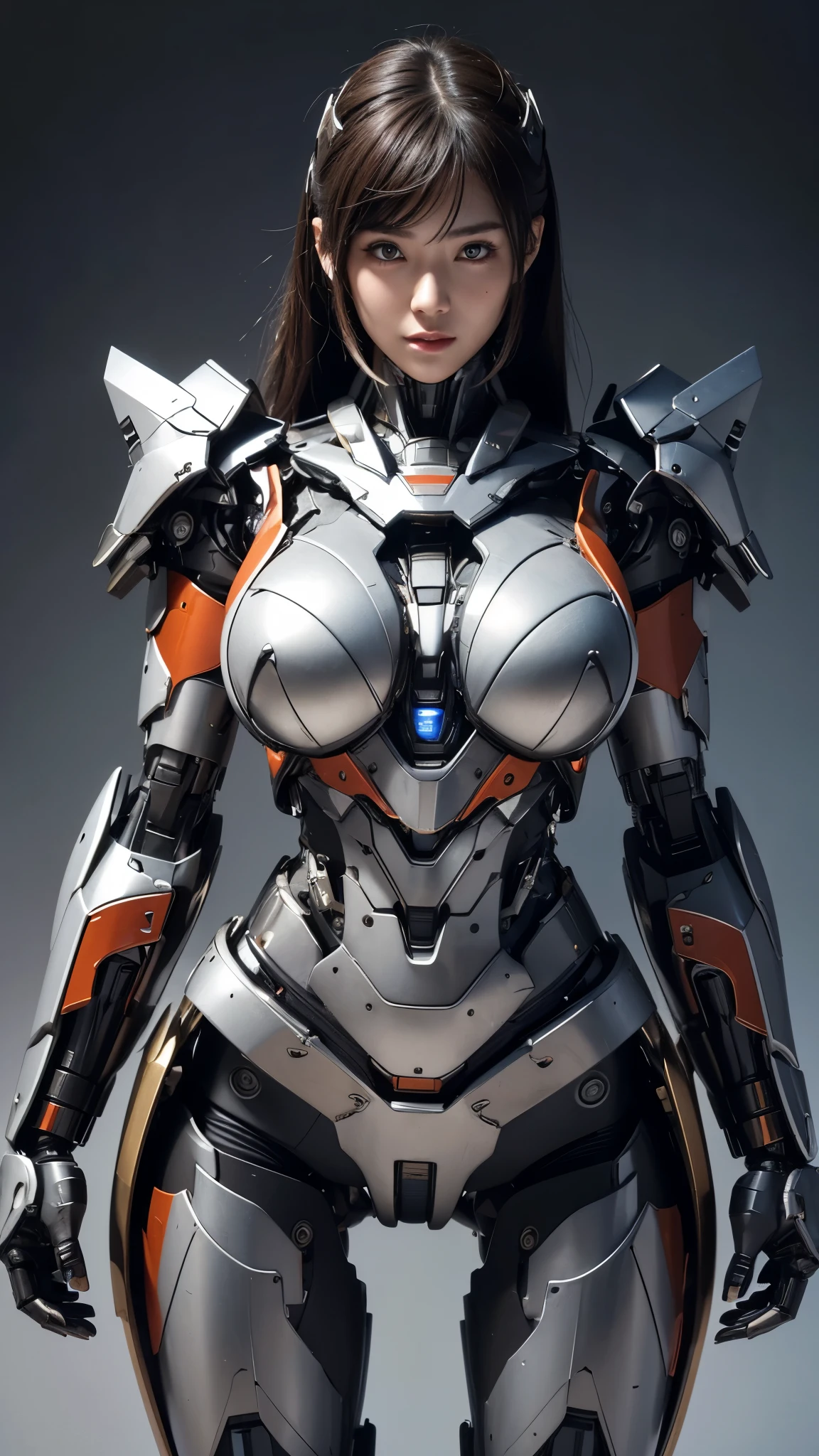 Textured skin, Super Detail, high details, High quality, Best Quality, hight resolution, 1080p, hard disk, Beautiful,(Super Heroine),Oppai Missile,beautiful cyborg woman,Mecha Cyborg Girl,Battle Mode,Girl with a Mecha Body,She wears a battle cyborg mech with a weapon,Fulll body Shot