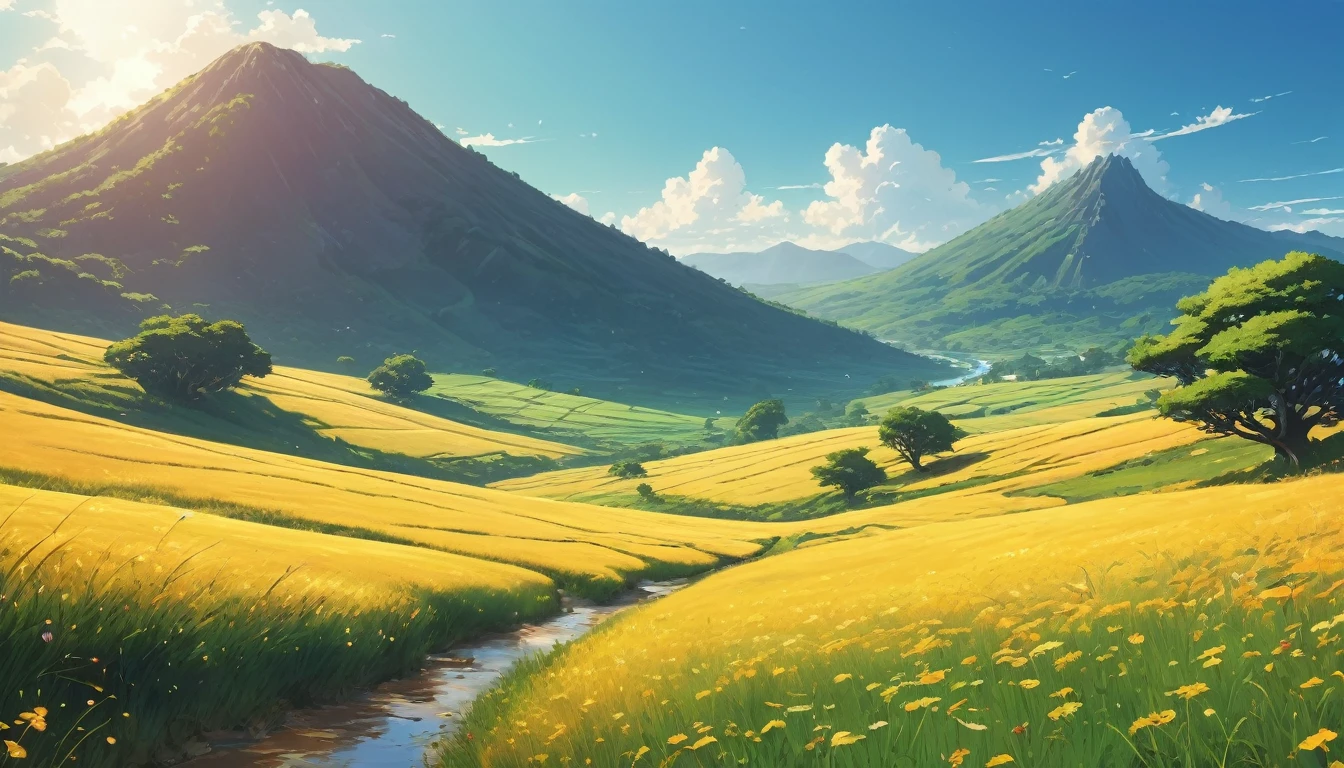 (anime, fantasy, tarrish land), (best quality, high resolution, depth of filed, HDR:1.2), vibrant colors, Rounded. Highlights. Heat waves. Smooth. Fluid. Cool air. Wind. Sugary. Days and days. Crackled. Hardened. Glaze. Low contrast. 2D. Bland. Simple. Unadorned. Minimalist