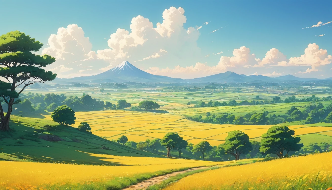 (anime, fantasy, tarrish land), (best quality, high resolution, depth of filed, HDR:1.2), vibrant colors, Rounded. Highlights. Heat waves. Smooth. Fluid. Cool air. Wind. Sugary. Days and days. Crackled. Hardened. Glaze. Low contrast. 2D. Bland. Simple. Unadorned. Minimalist