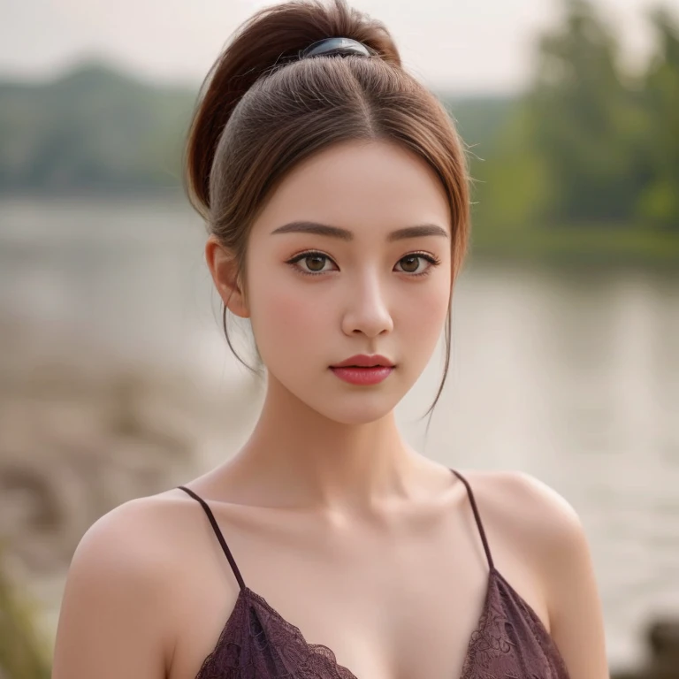 Araffe woman, beautiful,  long hair,black eyes,abdominal muscles, ผู้หญิงlong hairชาวเอเชียตะวันออกเฉียงใต้ที่มีใบหน้ากลม, ,ponytail, long hairลอยปลิวขึ้น, Large chest 36 inches, Warm light, morning sun,  long hair,black eyes,abdominal muscles, The body is beautiful and strong., rounded chest, (digital painting, HDR, high contrast), 3-D, 8K, 45,000,000 pixcls,Asian girl, Gorgeous Chinese model, Japanese model, beautiful asian woman, Japanese goddess, Very beautiful girl., beautiful young woman, In the water up to her shoulders, very beautiful woman, Attractive and beautiful, sexy girl, Asian girl, beautiful female model, jaw-dropping beauty, Attractive face and body