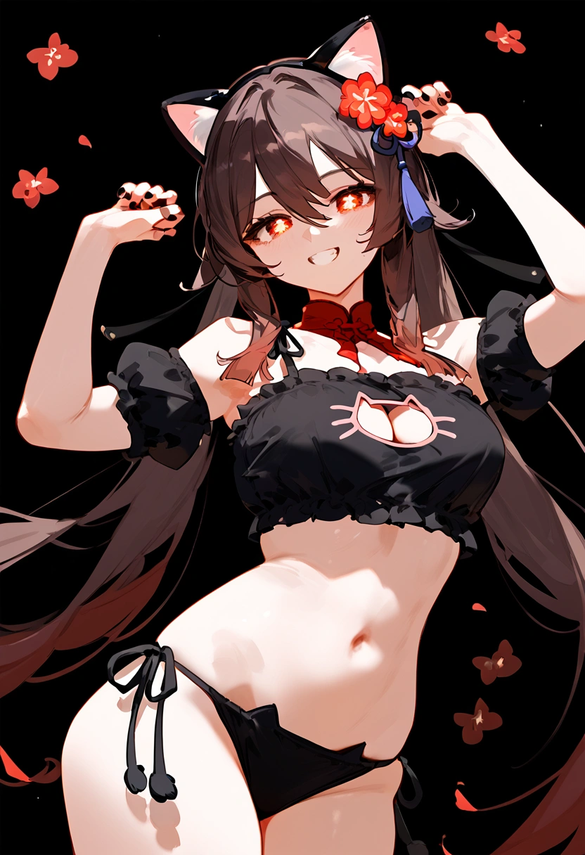 nsfw, masterpiece, best quality,1girl, solo,red bow, bow, long hair, hair bow, solo, hairband, black hair, sash, bangs, red hairband, breasts, brown eyes, masterpiece, light smile, (illustration: 1.5), naked