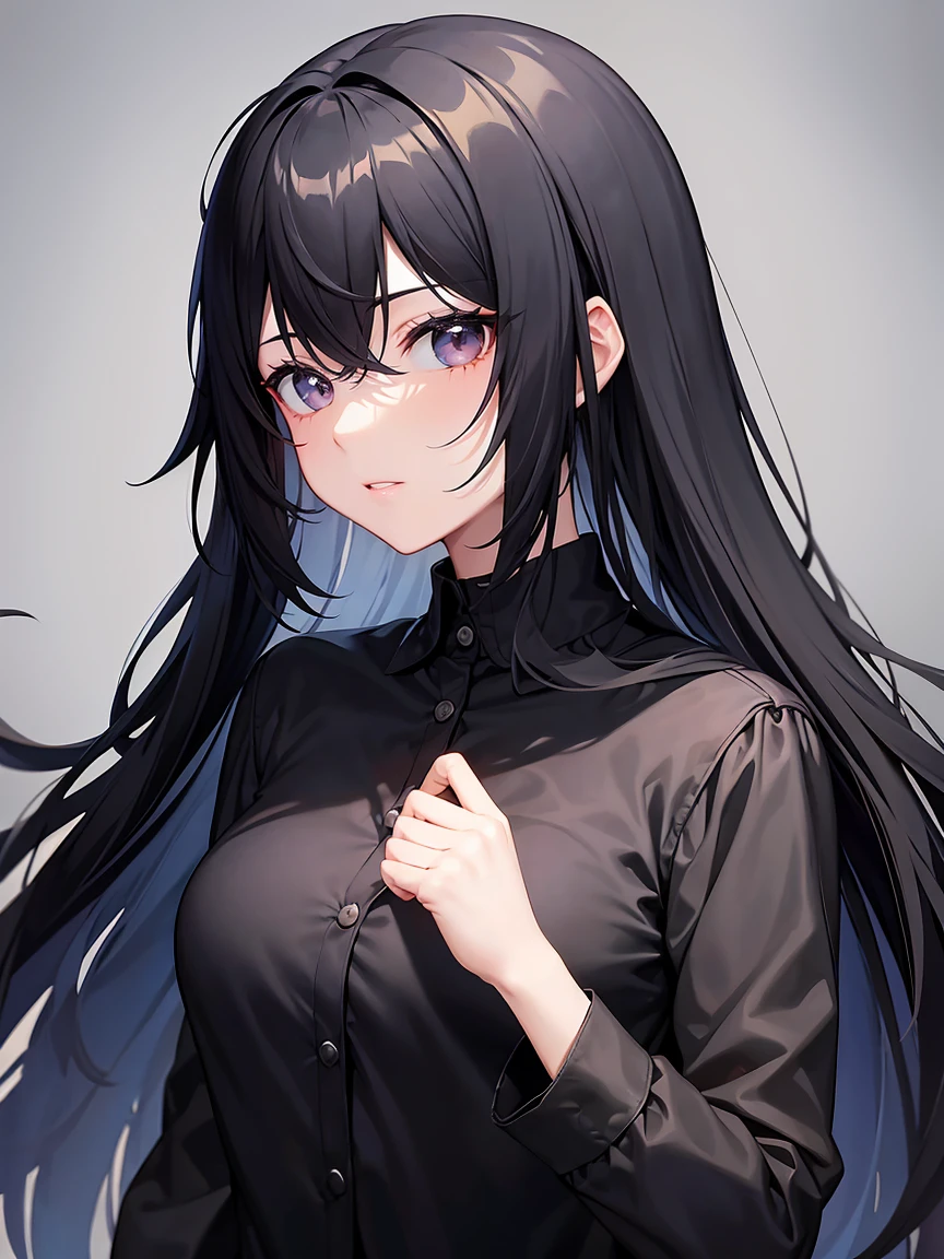 Black hair, black eyeale:1.5、solo、Black Suit