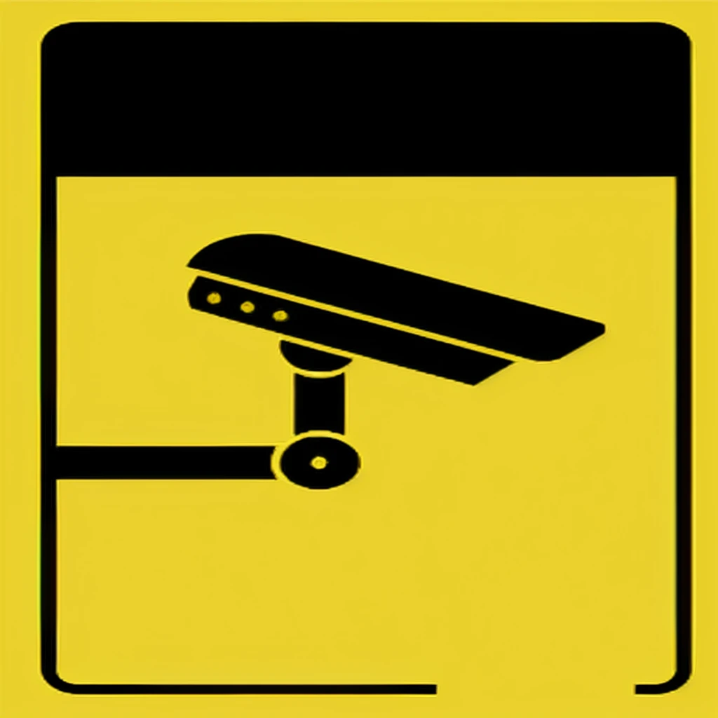 a yellow and black signo with a picture of a camera, Surveillance, Icon, Surveillance camera, Surveillance footage, CCTV footage, Security camera, Big Brother is watching you, Security footage, signo, Security cam, Security camera photo, Security, CCTV camera footage, CCTV - c 8, symbol, typical, vectorised, Security camera footage, smart, CCTV