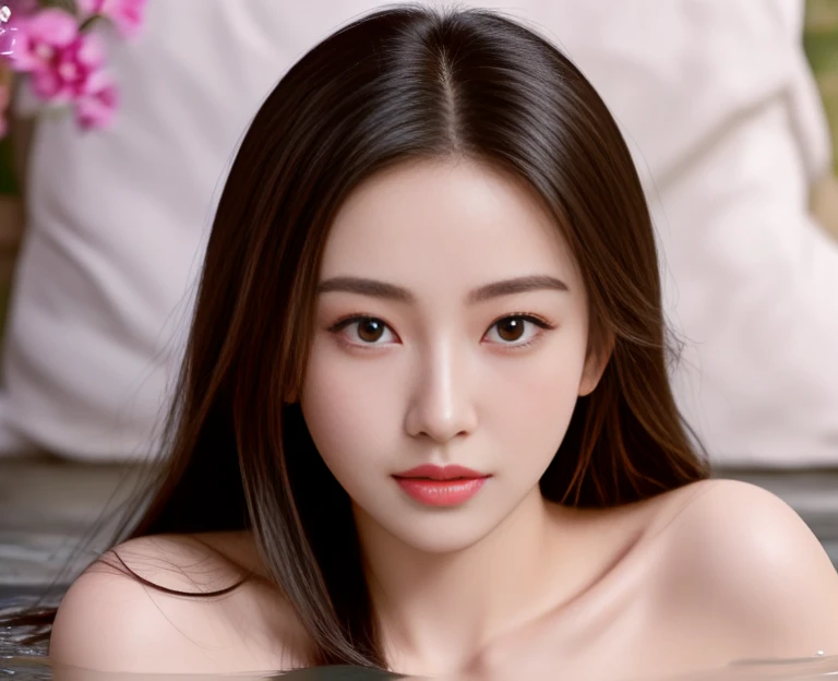 Araffe woman, beautiful, long hair,black eyes,abdominal muscles, ผู้หญิงlong hairชาวเอเชียตะวันออกเฉียงใต้ที่มีใบหน้ากลม, ,ponytail, long hairลอยปลิวขึ้น, Large chest measures 38 inches., Warm light, morning sun, long hair,black eyes,abdominal muscles, The body is beautiful and strong., rounded chest, (digital painting, HDR, high contrast), 3-D, 8K, 45,000,000 pixcls,Asian girl, Gorgeous Chinese model, Japanese model, beautiful asian woman, Japanese goddess, Very beautiful girl., beautiful young woman, In the water up to her shoulders, very beautiful woman, Attractive and beautiful, sexy girl, Asian girl, beautiful female model, jaw-dropping beauty, Attractive face and body
