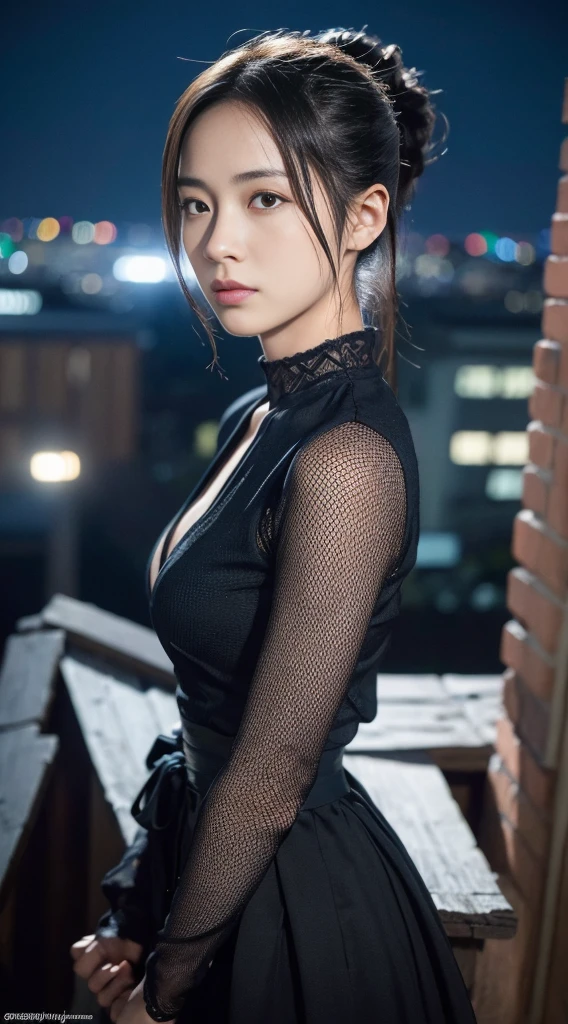 gorgeous lips, cinematic, (masterpiece), (best quality), (ultra-detailed), very aesthetic, illustration, perfect composition, intricate details, absurdres, detailed face, (anime, masterpiece, intricate:1.3), (best quality, hires textures, high detail:1.2), (4k),(incredibly detailed:1.4)
vibrant colors, 1 girl, masterpiece, best quality, cinematic lighting, 1 shinobi girl, (shinobi), edo city at night, (on top of a roof), (hiding), ninja, low light, dark theme, edo, (oni mask), shinobi outfit, black hair, ponytail, red eyes, dark clothes, shadows, , more prism, vibrant color, dynamic pose, perfect body, fishnet top,
