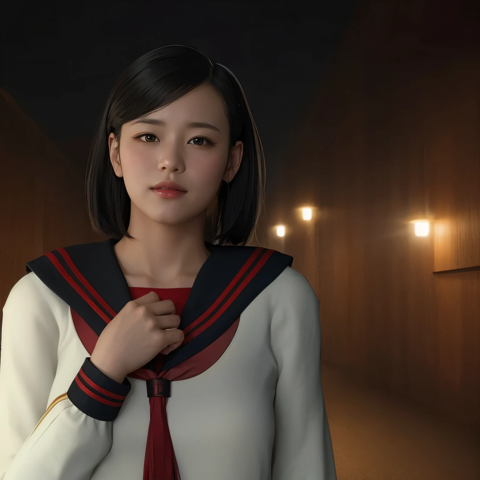 (Detailed CG、Unity、8k wallpaper)、(Very delicate and beautiful)、(masterpiece)、(Highest quality:1.2)、(Ultra-high resolution:1.3)、(Beautiful realistic Asian),Beautiful lighting、Perfect Lightning、Realistic Shadows、Fine skin、Very detailed、Detailed face and eyes、Realistic eyes、Sharp pupils、Huge , In the classroom、School、sunset、Beautiful Face、Blurred Background、(Japanese women)、Glowing Skin、Side Up、Beautiful black hair、Blunt bangs、Japan High School Sailor Uniform、Pleated mini skirt、A kind smile, ((Tabletop, Highest quality)), (Glowing Skin), Cinema Lighting, Physically Based Rendering, Award-winning, Very detailedな肌, Very detailedな顔, Beautiful eyes in every detail, Carl Zeiss 85mm f/1.4, (Cowgirl:1.3), (cumin , Chest and thighs), she&#39;Very cute 16 years old , (Brown Hair, Straight Long Hair, Open your eyes, Round face), Big cleavage, (Sailor blouse, I pulled up my pleated skirt myself:1.3), Watching from afar, (Spread your legs, Focus on the thighs),art、