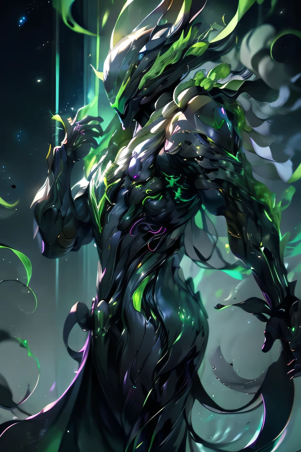 Beautifully detailed images,Depicts a magic sword, Radiate magical energy. Blade, Shiny and soft, Green light, Bends and twists when reaching from one hand to the other, Create a mesmerizing, Light green flames rotate ethereal trajectory. The surrounding rooms are bathed in green light, Dark green light, Casts a faint glow on an object. Macro lens, Prime Time, Soft lighting