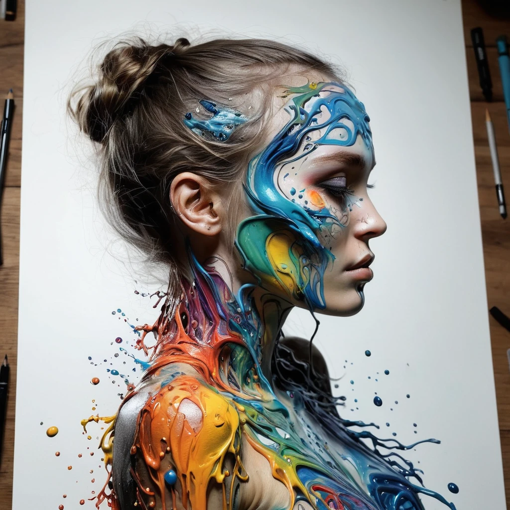 sexy ultra detailed artistic photography of a beautiful colorful beautiful woman: black ink flow: 8k resolution photorealistic masterpiece: by aaron horkey and jeremy mann: intricately detailed fluid gouache painting: by jean baptiste mongue: calligraphy: acrylic: watercolor art, professional photography, natural lighting, volumetric lighting maximalist photoillustration: by marton bobzert: 8k resolution concept art intricately detailed, complex, elegant, expansive, fantastical, highly detailed, cinematic lighting, high quality, highres, highly detailed