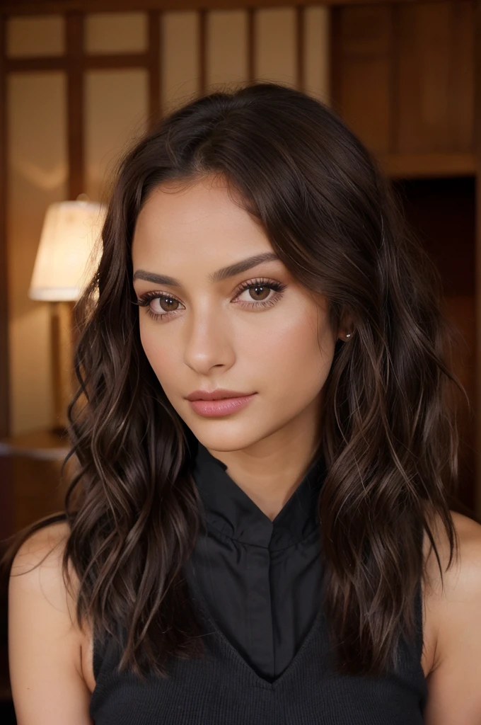 Bel apiculteur maya en tenue traditionnelle, dans son canapé noir en mode chill relax , complex and detailed, 30 ans, expression innocente, Long wavy hair, Brown eyes, high resolution, head of'artwork, best quality, very detailed, sharpness, textured skin, realistic skin texture, detailed eyes, Professionnel, 4K, charming smile, captured on Canon, 50 millimeters, shallow depth of field, Kodak Vision Color, tenue traditionnelle superbement ajustée, extremely detailed, photorealistic, realistic, Post-traitement, Maximum details, roughness, the real life, ultra-realistic, photorealism, la photographie, 8k me