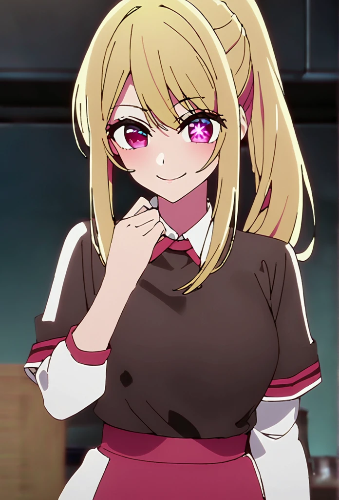 Blonde、Highest quality、high resolution、8K,Highest quality、Star-shaped pupil、The best smile、long hair、Pink Eyes、ponytail、Cowboy Shot、One person、トーガスタイルのドレス