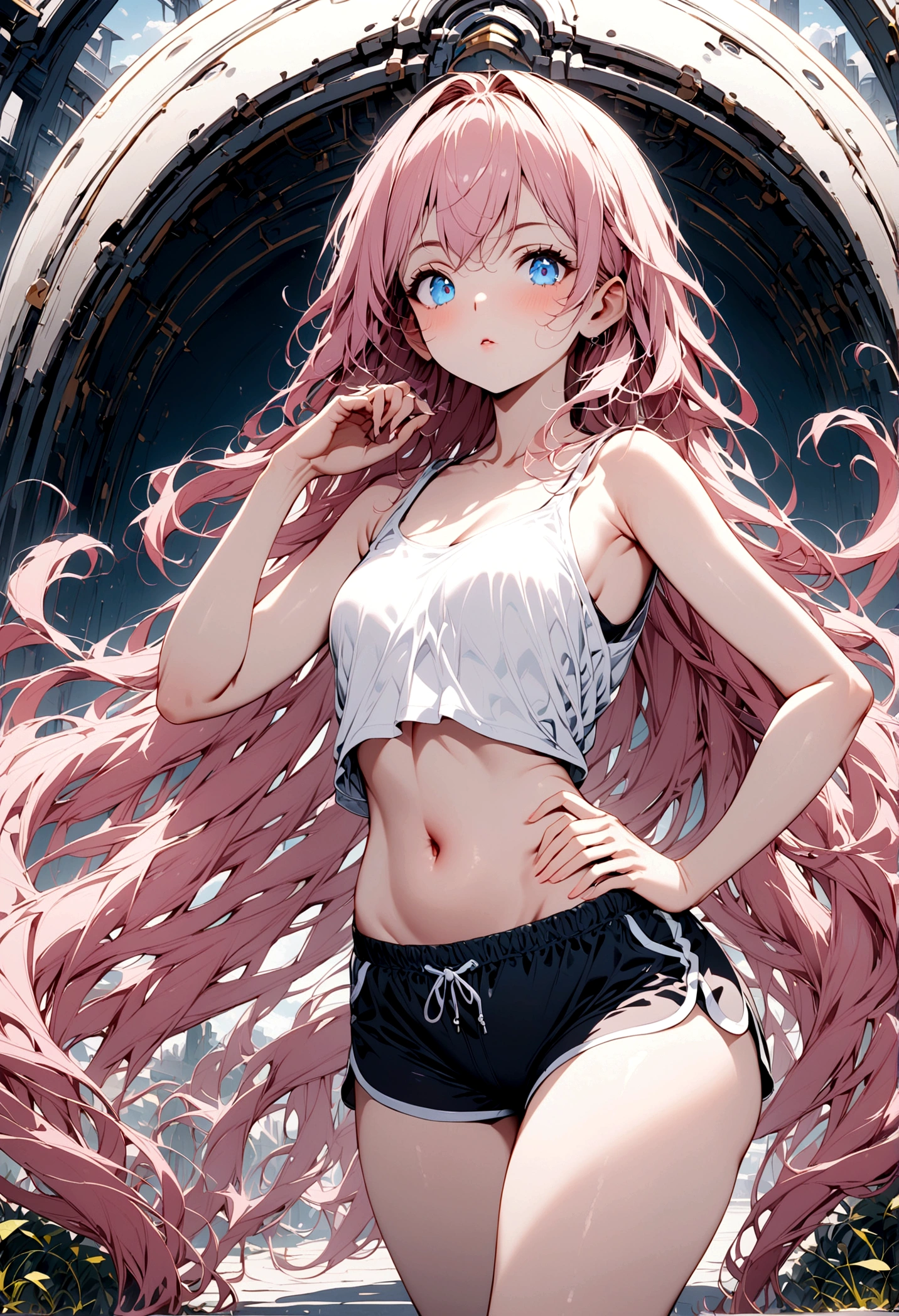 (Masterpiece, Best Quality), Intricate Details, 1 Girl, (Solo), Very Long Messy Pink Long Hair, (((Lori)), Bound Arms, Kneeling, Spread Legs, Bound Legs, White Panties, White Bra, Small Breasts, Bedroom, (((Close Up Upper Body))), ((Slender)), (collarbone, groin), (crimson eyes), light and shadow, gritted teeth, blush, embarrassed, blush