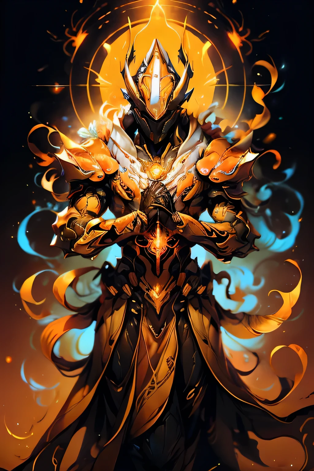 Beautifully detailed images,Depicts a magic sword, Radiate magical energy. Blade, Shiny and soft, Orange light, Bends and twists when reaching from one hand to the other, Create a mesmerizing, Light orange flames swirling ethereal trails. The surrounding rooms are bathed in orange light, Deep orange light, Casts a faint glow on an object. Macro lens, Prime Time, Soft lighting