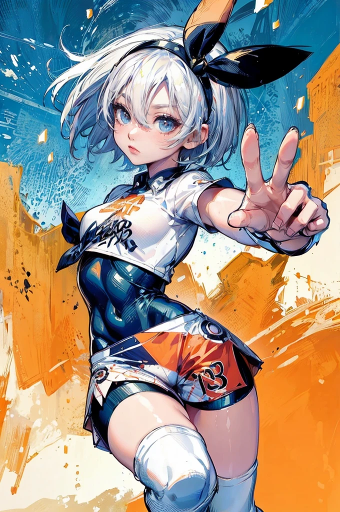 female, ((masterpiece, best quality, ultra detailed, absurdres), solo, white hair, rain