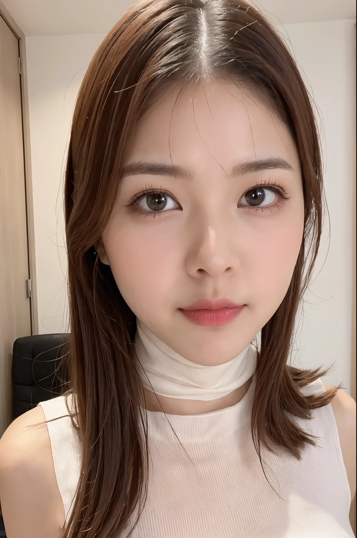(masterpiece:1.5)、(Realistic:1.5)、(Highest quality:1.4、8K、RAW Photos)、 Ultra-high resolution、Professional Lighting、Perfect dynamic composition、Outdoor Shot、 Film Grain、chromatic aberration、(Bokeh:1.1)、 Frank、Sophisticated、charm、Surreal、High detail、Golden Ratio、 (1 Girl)、Slender girl、繊細でcharm女の子、Cute Woman:1.4、 Serious expression、Looking at the audience、Various poses、 Light brown hair、Shiny Hair、Hairstyle: ponytail、 Realistic looking skin、 shut up.、Beautiful Eyes、double eyelid、Thin arms、、 (Wearing a white ribbed turtleneck sleeveless dress:1.3), (Ultra-realistic pantyhose),