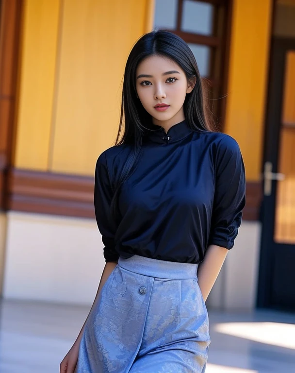 Araffe woman, beautiful, long hair,black eyes,abdominal muscles, ผู้หญิงlong hairชาวเอเชียตะวันออกเฉียงใต้ที่มีใบหน้ากลม, ,ponytail, long hairลอยปลิวขึ้น, Large chest measures 38 inches., Warm light, morning sun, long hair,black eyes,abdominal muscles, The body is beautiful and strong., rounded chest, (digital painting, HDR, high contrast), 3-D, 8K, 45,000,000 pixcls,Asian girl, Gorgeous Chinese model, Japanese model, beautiful asian woman, Japanese goddess, Very beautiful girl., beautiful young woman, In the water up to her shoulders, very beautiful woman, Attractive and beautiful, sexy girl, Asian girl, beautiful female model, jaw-dropping beauty, Attractive face and body