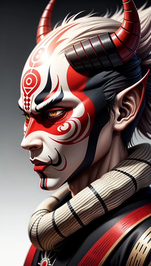 Hannya 0ni mask style, illustrator, masterpiece, high quality, 8k, high resolution, detailed, Japanese, samurai