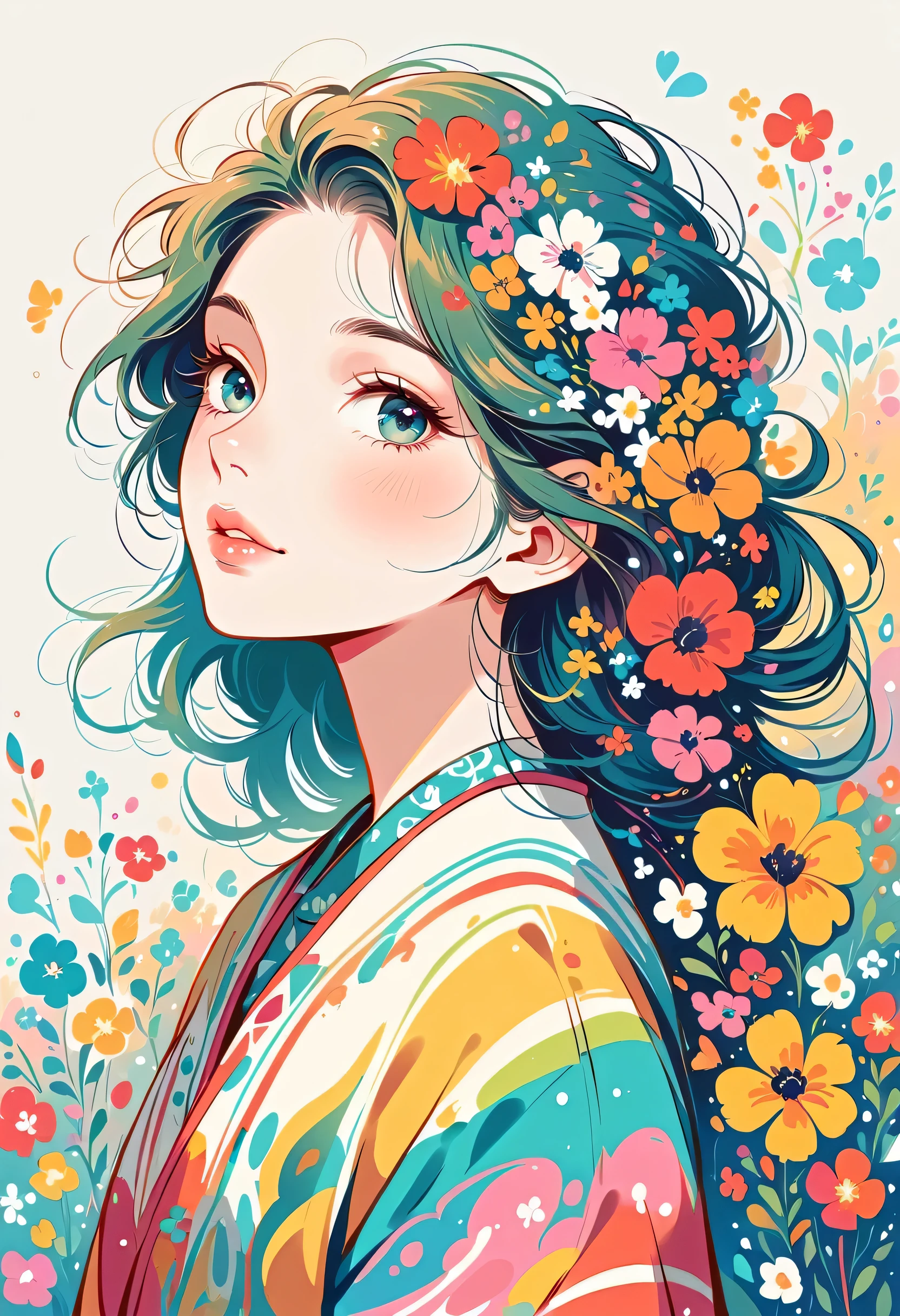 Paul Kleestyle、The most beautiful girl of all time、Lips in Love、Colorful flowers、Simple line initials、Abstract art、Urban Background,