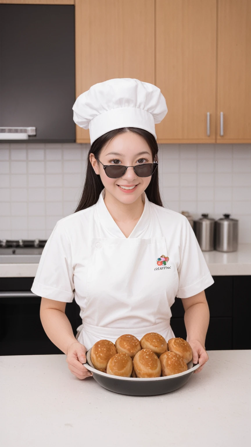 realistic,score_9, score_8_up, score_7_up, BREAK,
a Japanese girl, wearing a white chef hat and apron, is depicted in a kitchen setting. Her white long hair is neatly tied back, and her wrinkled face reflects her years of experience. She stands solo, holding a kitchen knife and glasses, with an oven in the background.
The woman has a smirk on her face, reminiscent of the SaltBae meme, as she sprinkles salt onto a loaf of bread and eggs on the counter. Her black sunglasses add a quirky touch to her character, enhancing her playful demeanor.
The kitchen is well-lit, with the best shadows casting realistic depth and texture to the scene. The focus is on the woman's hands and the objects she is handling, highlighting her skill and expertise in the culinary arts.
This artwork captures the essence of a seasoned chef in a warm, inviting kitchen environment, blending humor and professionalism in a visually appealing and engaging manner.

