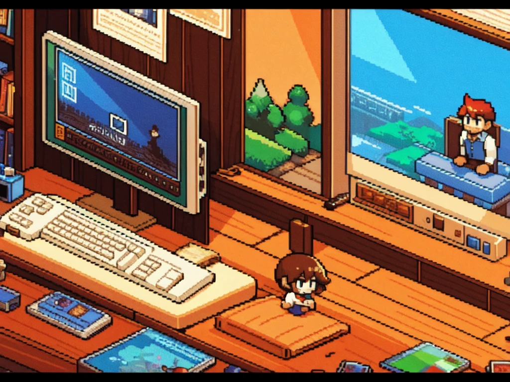 ((masterpiece、Highest quality))、Pixel Art、Detective game for the Famicom、Game screen