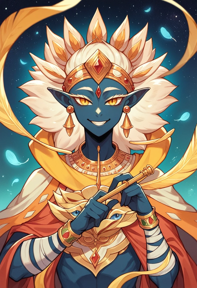Dark blue or black skin (representing the cosmic sky or the infinite)
- Beautiful, radiant face with a gentle smile
- Large, lotus-like eyes (symbolizing spiritual growth and enlightenment)
- Adorned with a crown or a peacock feather (signifying his divine status)
- Wears a yellow or golden dhoti (traditional Indian garment)
- Holds a flute (murli) in his right hand, symbolizing his connection to music and joy
- Holds a conch shell (shankha) in his left hand, representing his power and wisdom