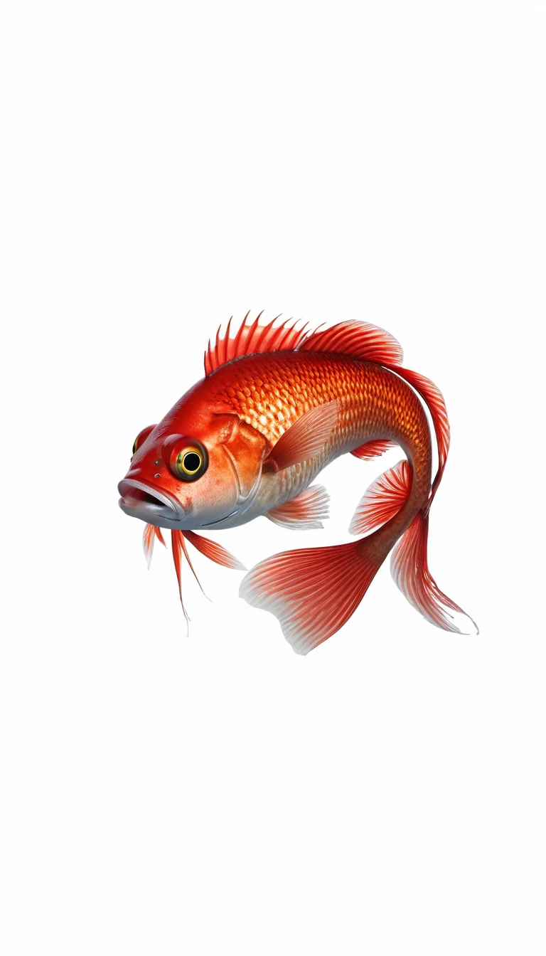 河里有一种Mysterious Creatures：Red fish body，Fish head looks like a human face，Mysterious Creatures, shrike, (best quality，4K，8K，High level，masterpiece：1.2），Ultra Detailed，（lifelike，Photo real，Photo real：1.37），Highly detailed animals，Complex patterns，Realistic lighting，Fantasy Creatures