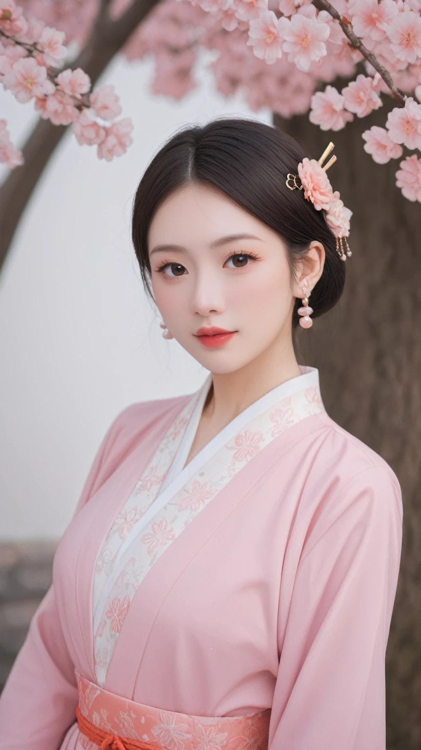 realistic,score_9, score_8_up, score_7_up, BREAK,
an exquisite CG scene unfolds under a peach blossom tree. Antique-style petals are falling gently, creating a serene and picturesque setting. The focus is on a girl with white hair, styled in a delicate and intricate manner, adorned with hair ornaments and hairpins that add to her regal appearance.
She is wearing a gorgeous costume, with heavy overlapping tops that highlight her elegant figure. The scene captures her absolutely beautiful and charming essence, with a focus on her upper body in a half-body shooting style.
The proportions are correct and perfect, with the ultra-clear 16k resolution enhancing the details of her attire and the surrounding environment. The peach blossoms and the antique-style elements come together to create a visually stunning and captivating image that transports the viewer to a world of beauty and fantasy.