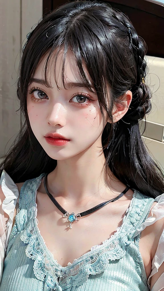 (Highest quality, masterpiece:1.3), ((Beautifully detailed face)), beautifully detailed skin, Intricate details, Very detailed, Best image quality in 8K, (18-year-old girl),Japanese Girls,,(Detailed Hair,Twin tails:1.4,Black Hair),Detailed lips,Open your mouth,(bed),blush,Embarrassing,Realistic Face,Realistic Skin,(sexy:2.0,Clothes are disheveled),(Vibrant Skin,Moisturized Skin:1.2),Vivid lips,Lip gloss,The whole body is shown
