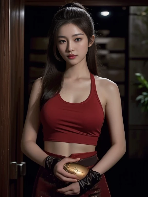 Araffe woman, beautiful,ponytail, long hairลอยปลิวขึ้น,black eyes, ผู้หญิงlong hairชาวเอเชียตะวันออกเฉียงใต้ที่มีใบหน้ากลม, Large chest measures 38 inches., Warm light, morning sun, long hair,black eyes,abdominal muscles, The body is beautiful and strong., rounded chest, (digital painting, HDR, high contrast), 3-D, 8K, 45,000,000 pixcls,Asian girl, Gorgeous Chinese model, Japanese model, beautiful asian woman, Japanese goddess, Very beautiful girl., beautiful young woman, very beautiful woman, Attractive and beautiful, sexy girl, Asian girl, beautiful female model, jaw-dropping beauty, Attractive face and body