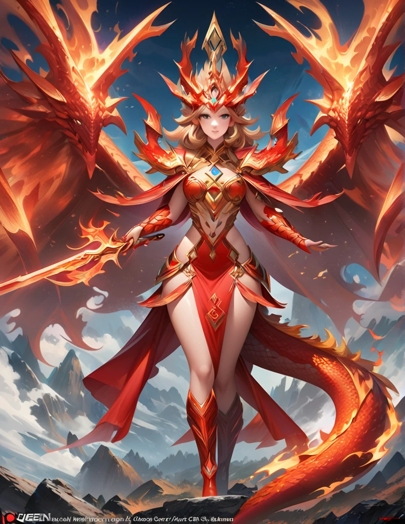 a woman with a sword and a dragon on her back, human and dragon fusion, dragon girl, queen of dragons, knights of zodiac girl, extremely detailed artgerm, mystical atlantean valkyrie, flame dragon, trending on artstation pixiv, dragon queen, detailed key anime art, red crystal dragon, from arknights, pyrokinesis